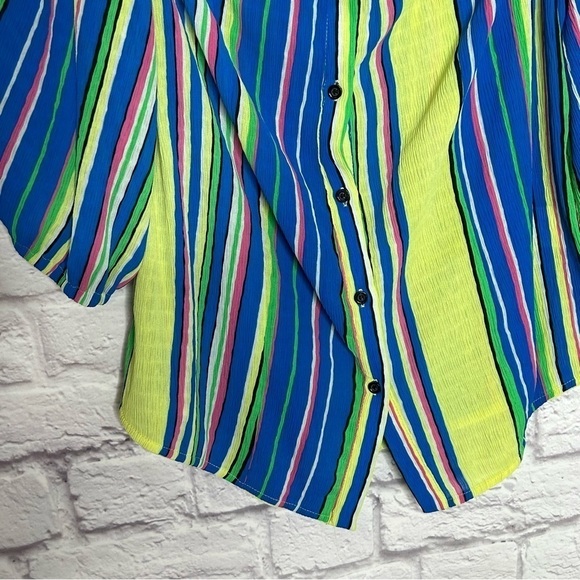 TOV Los Angeles Striped Off Shoulder Button Down Top - Picture 6 of 11